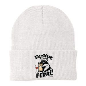 Feeling Feral Funny Raccoon Meme Knit Cap Winter Beanie