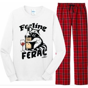 Feeling Feral Funny Raccoon Meme Long Sleeve Pajama Set