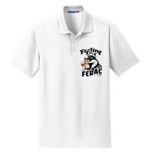 Feeling Feral Funny Raccoon Meme Dry Zone Grid Polo