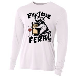 Feeling Feral Funny Raccoon Meme Cooling Performance Long Sleeve Crew