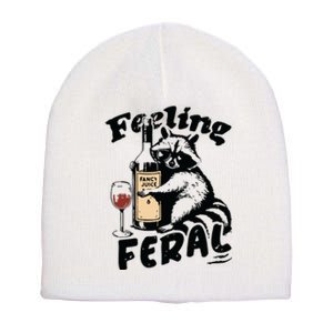 Feeling Feral Funny Raccoon Meme Short Acrylic Beanie