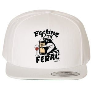 Feeling Feral Funny Raccoon Meme Wool Snapback Cap