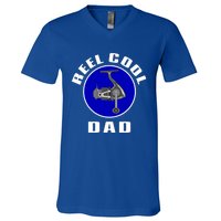 Fishing Funny Fisher Reel Cool Dad Funny Fishing Dad Gift V-Neck T-Shirt