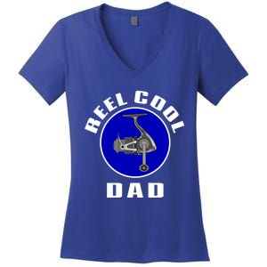 Fishing Funny Fisher Reel Cool Dad Funny Fishing Dad Gift Women's V-Neck T-Shirt