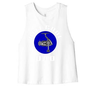 Fishing Funny Fisher Reel Cool Dad Funny Fishing Dad Gift Women's Racerback Cropped Tank