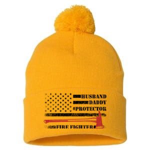 Firefighter Funny Fire Fire Truck Graphic Gift Pom Pom 12in Knit Beanie