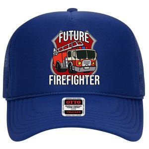 Future Firefighter Fire Fire Truck Car Gift High Crown Mesh Back Trucker Hat