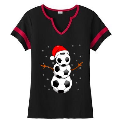 Funny Football Funny Gift For Boys Girls Christmas Snow Soccer Gift Ladies Halftime Notch Neck Tee