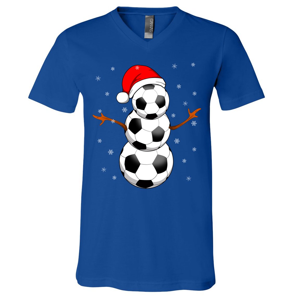 Funny Football Funny Gift For Boys Girls Christmas Snow Soccer Gift V-Neck T-Shirt