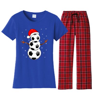 Funny Football Funny Gift For Boys Girls Christmas Snow Soccer Gift Women's Flannel Pajama Set