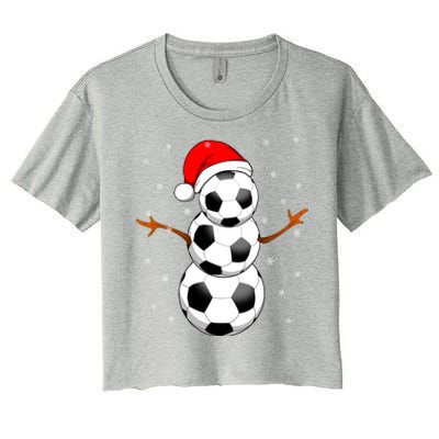 Funny Football Funny Gift For Boys Girls Christmas Snow Soccer Gift Women's Crop Top Tee