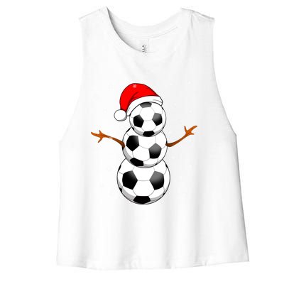 Funny Football Funny Gift For Boys Girls Christmas Snow Soccer Gift Women's Racerback Cropped Tank