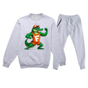 Florida Fun Fear The Chomp Gator Sport Premium Crewneck Sweatsuit Set