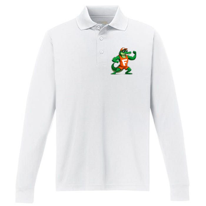 Florida Fun Fear The Chomp Gator Sport Performance Long Sleeve Polo