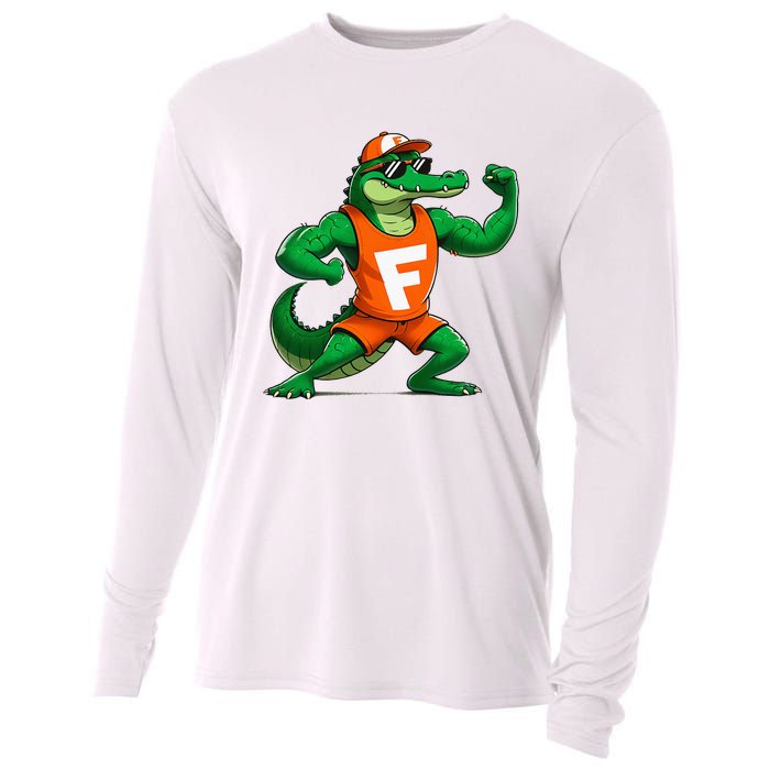 Florida Fun Fear The Chomp Gator Sport Cooling Performance Long Sleeve Crew