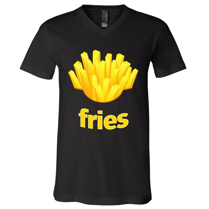 Funny French Fries Humorous Halloween Costume V-Neck T-Shirt