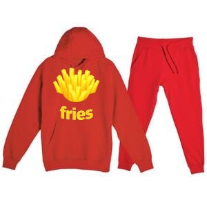 Funny French Fries Humorous Halloween Costume Premium Hooded Sweatsuit Set