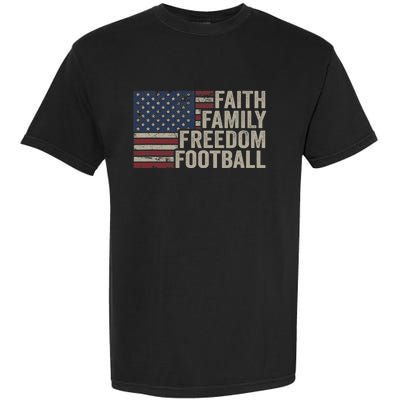 Faith Family Freedom Football Vintage American Flag Player Garment-Dyed Heavyweight T-Shirt