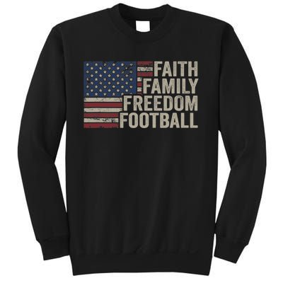 Faith Family Freedom Football Vintage American Flag Player Sweatshirt