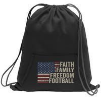 Faith Family Freedom Football Vintage American Flag Player Sweatshirt Cinch Pack Bag