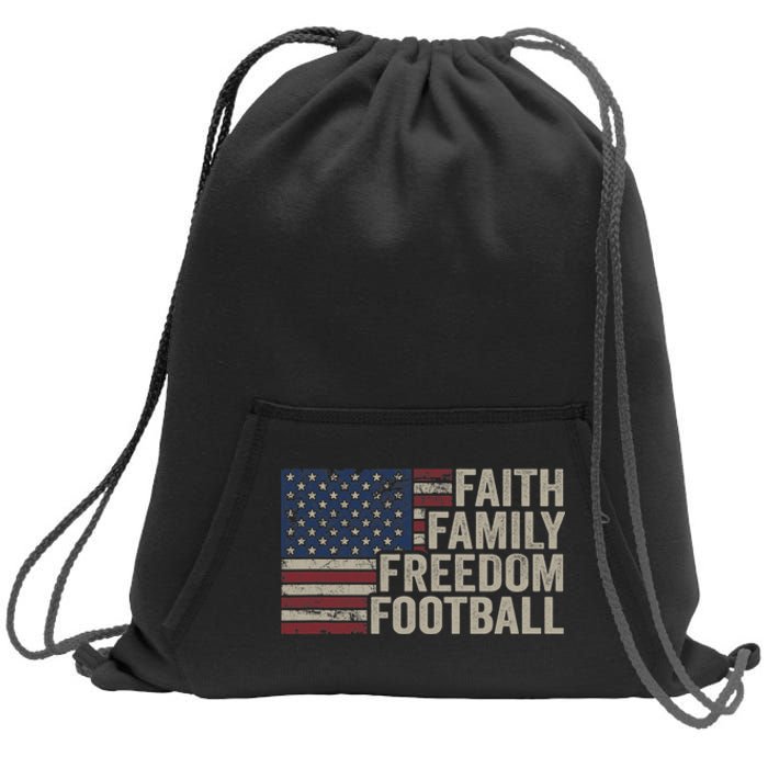 Faith Family Freedom Football Vintage American Flag Player Sweatshirt Cinch Pack Bag