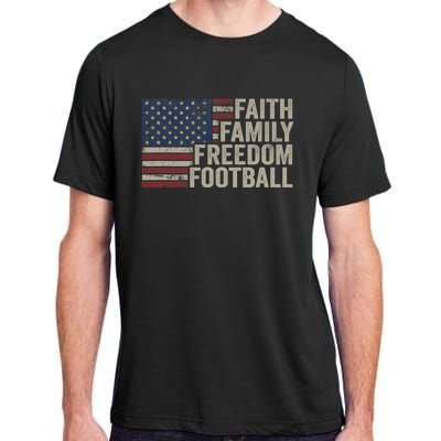 Faith Family Freedom Football Vintage American Flag Player Adult ChromaSoft Performance T-Shirt