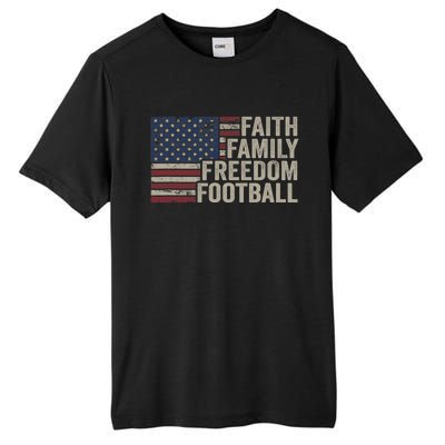 Faith Family Freedom Football Vintage American Flag Player Tall Fusion ChromaSoft Performance T-Shirt