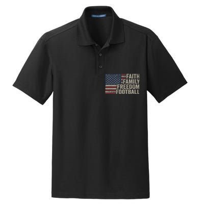 Faith Family Freedom Football Vintage American Flag Player Dry Zone Grid Polo