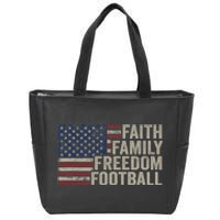 Faith Family Freedom Football Vintage American Flag Player Zip Tote Bag