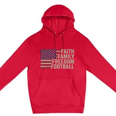 Faith Family Freedom Football Vintage American Flag Player Premium Pullover Hoodie