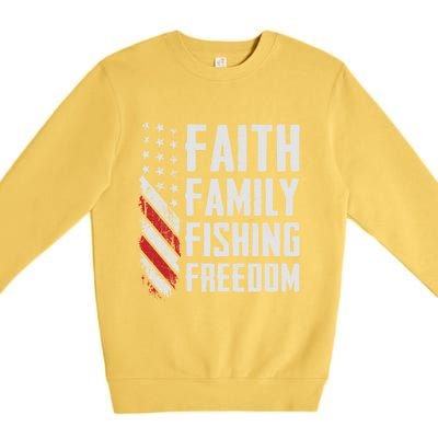 Faith Family Fishing Freedom Funny Bass Fisher Gift Premium Crewneck Sweatshirt