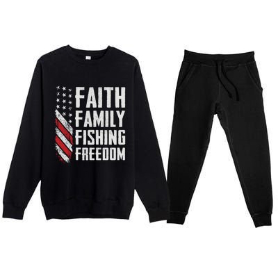 Faith Family Fishing Freedom Funny Bass Fisher Gift Premium Crewneck Sweatsuit Set