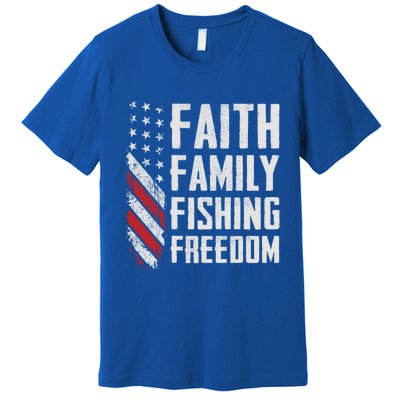 Faith Family Fishing Freedom Funny Bass Fisher Gift Premium T-Shirt