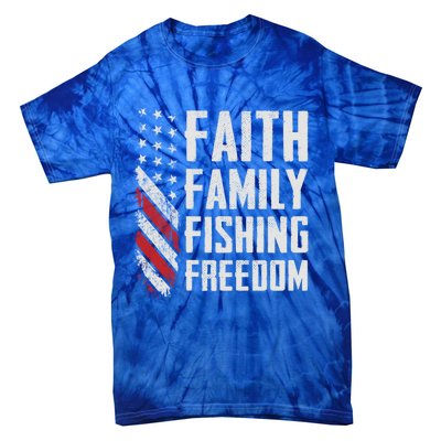 Faith Family Fishing Freedom Funny Bass Fisher Gift Tie-Dye T-Shirt