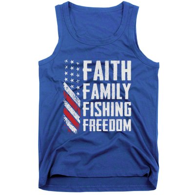 Faith Family Fishing Freedom Funny Bass Fisher Gift Tank Top