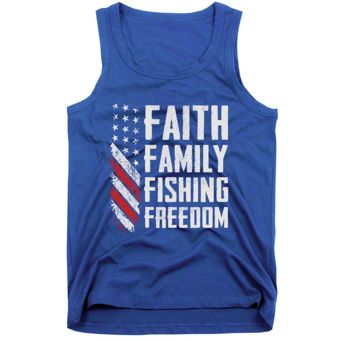 Faith Family Fishing Freedom Funny Bass Fisher Gift Tank Top