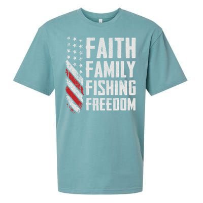 Faith Family Fishing Freedom Funny Bass Fisher Gift Sueded Cloud Jersey T-Shirt