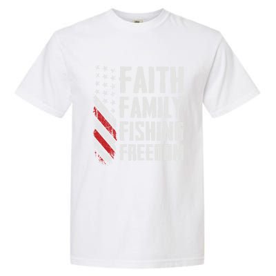 Faith Family Fishing Freedom Funny Bass Fisher Gift Garment-Dyed Heavyweight T-Shirt