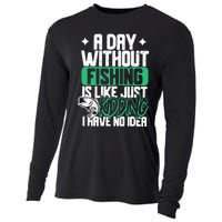 Funny Fishing For A Day Without Fishing Fisherman Cooling Performance Long Sleeve Crew