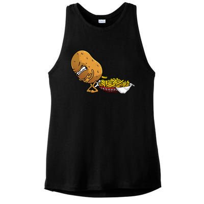 Funny French Fries Designs For Women Potato Food Eaters Ladies PosiCharge Tri-Blend Wicking Tank