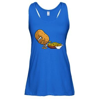 Funny French Fries Designs For Women Potato Food Eaters Ladies Essential Flowy Tank