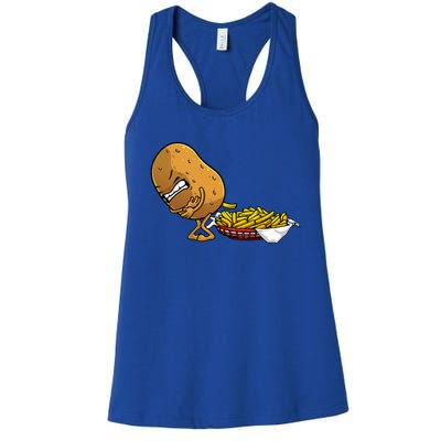 Funny French Fries Designs For Women Potato Food Eaters Women's Racerback Tank