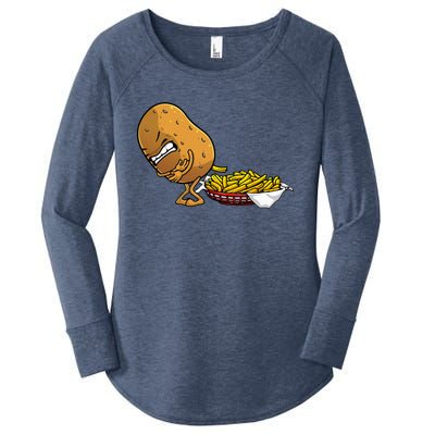 Funny French Fries Designs For Women Potato Food Eaters Women's Perfect Tri Tunic Long Sleeve Shirt