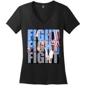 Fight Fight Fight For Donald Trump 2024 Usa Election Voting Women's V-Neck T-Shirt