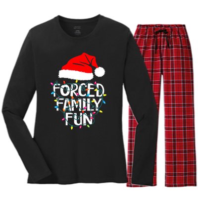 Forced Family Fun Sarcastic Christmas Funny Women's Long Sleeve Flannel Pajama Set 