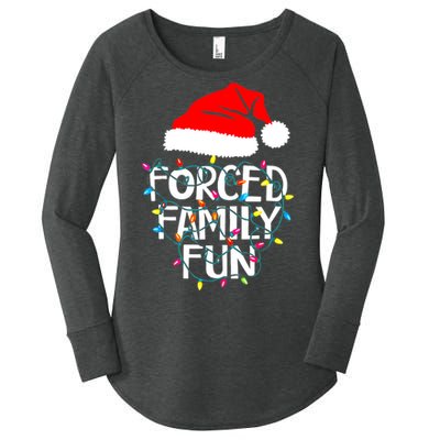 Forced Family Fun Sarcastic Christmas Funny Women's Perfect Tri Tunic Long Sleeve Shirt