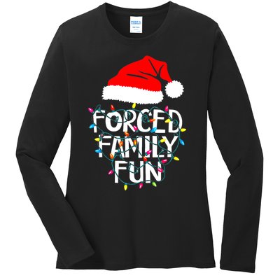 Forced Family Fun Sarcastic Christmas Funny Ladies Long Sleeve Shirt