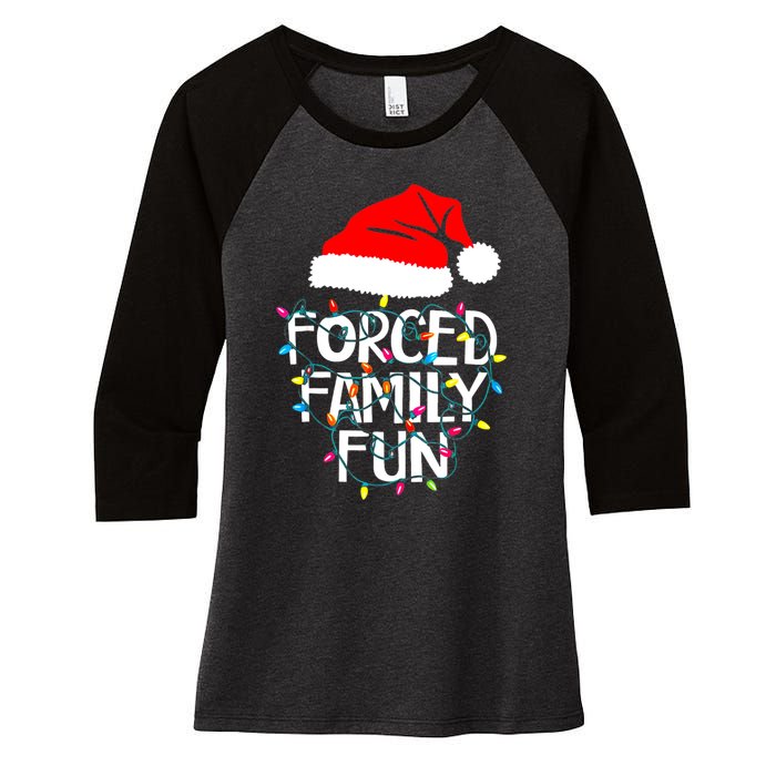 Forced Family Fun Sarcastic Christmas Funny Women's Tri-Blend 3/4-Sleeve Raglan Shirt