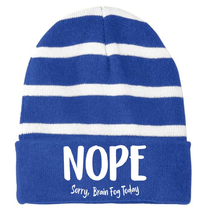 Fibromyalgia Fibro Fog Brain Fog Today Lupus Awareness Cool Gift Striped Beanie with Solid Band