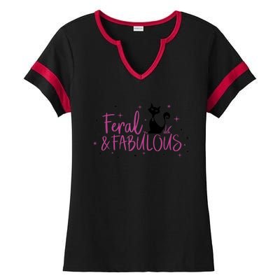 Feral & Fabulous Funny Ladies Halftime Notch Neck Tee